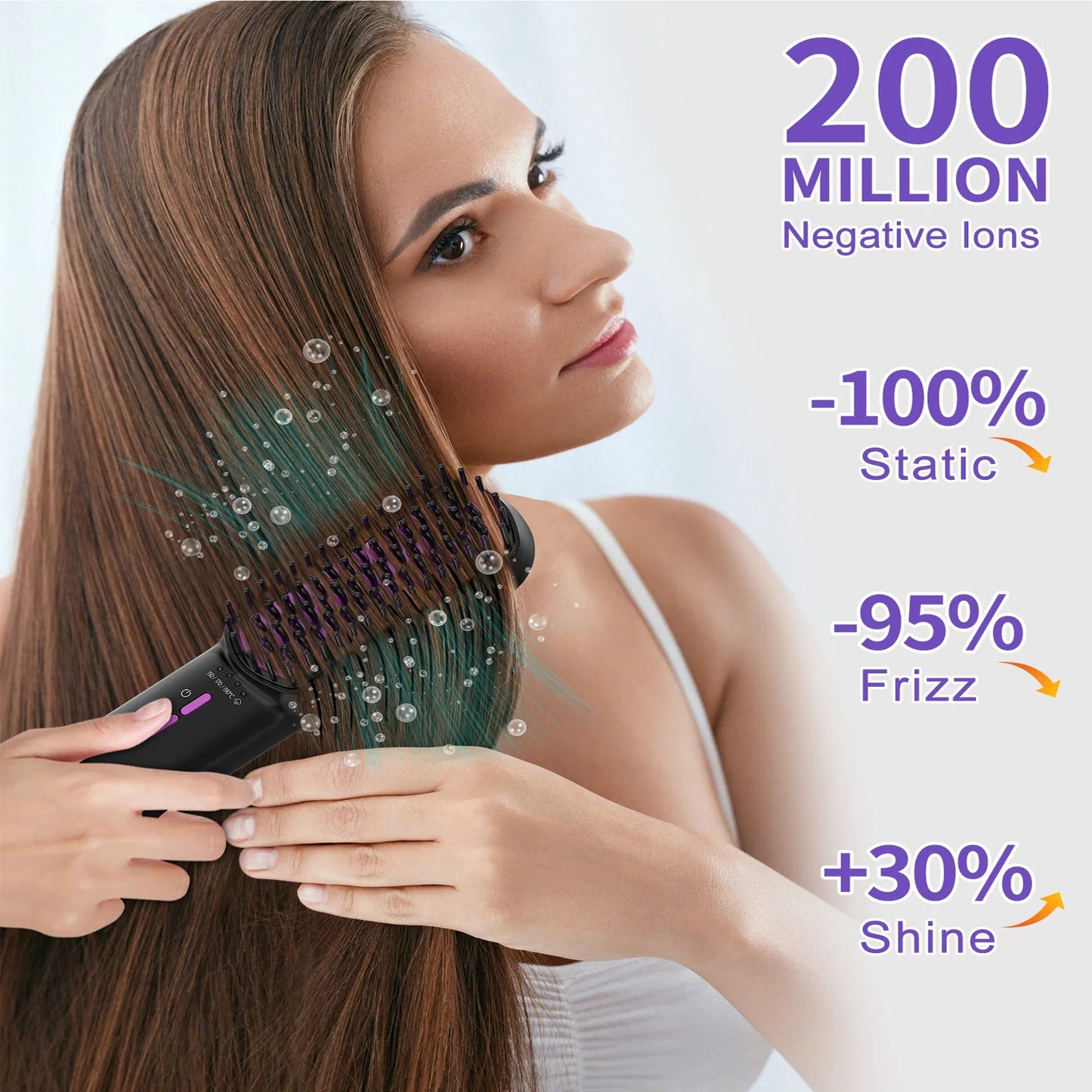 Hair Straightener Brush, Ionic Plus Steam Straightening Brush For Smooth,
