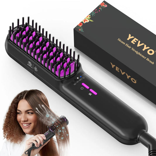Hair Straightener Brush, Ionic Plus Steam Straightening Brush For Smooth,
